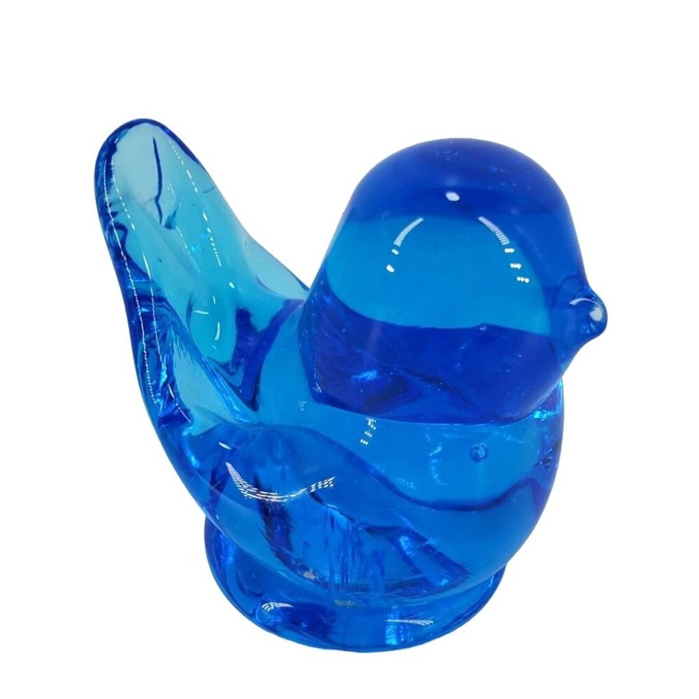 Bluebird of Happiness Leo Ward Paperweight Figurine Art Glass Hand Blown '93 VTG